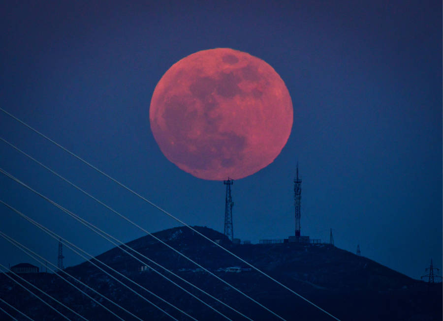 Lunar Eclipse Hilltop View Wallpaper