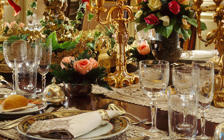 Luxurious Dinner Set Up Wallpaper