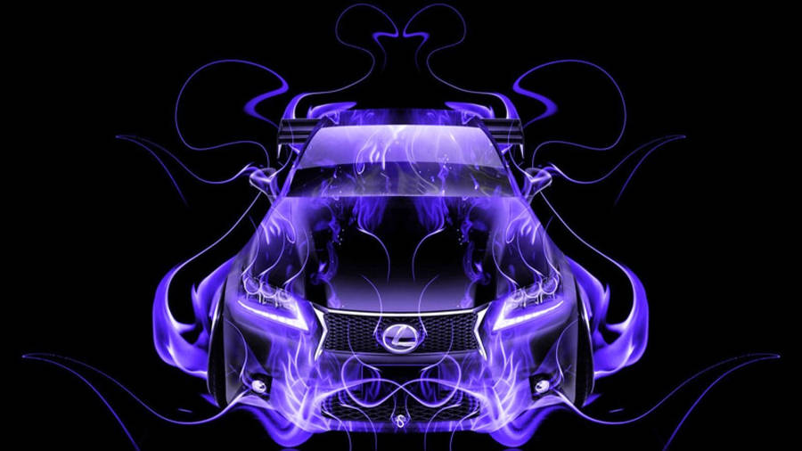 Luxurious Lexus Logo Enveloped In Purple Flames Wallpaper