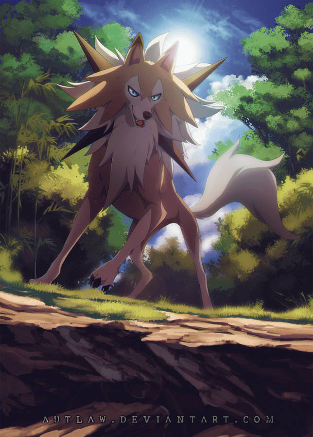 Lycanroc Forest Dusk Phone Wallpaper