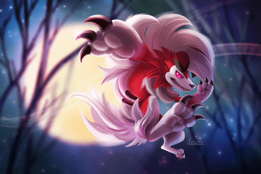 Lycanroc Midnight Red Eyes Wallpaper