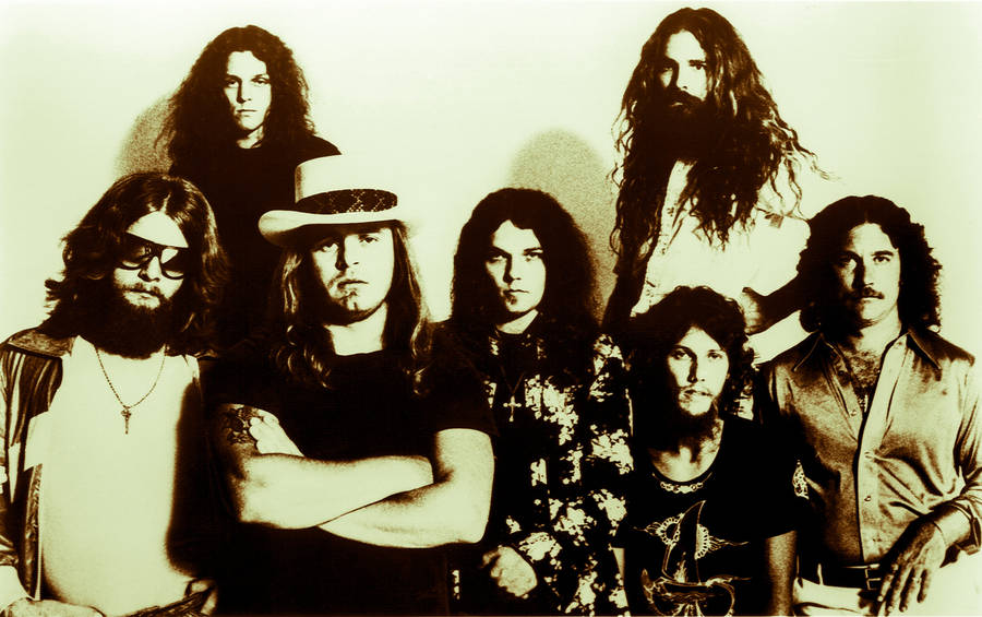 Lynyrd Skynyrd Old Photo With Former Members Wallpaper