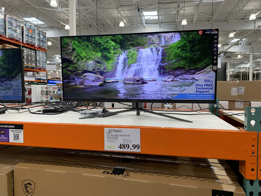 M S I Ultrawide Monitor Displayedin Store Wallpaper