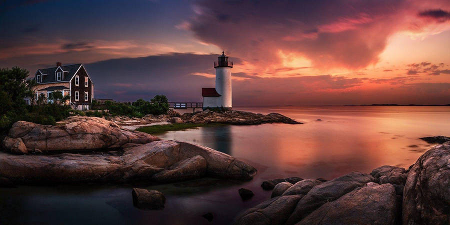 Ma Dusk Lighthouse Wallpaper