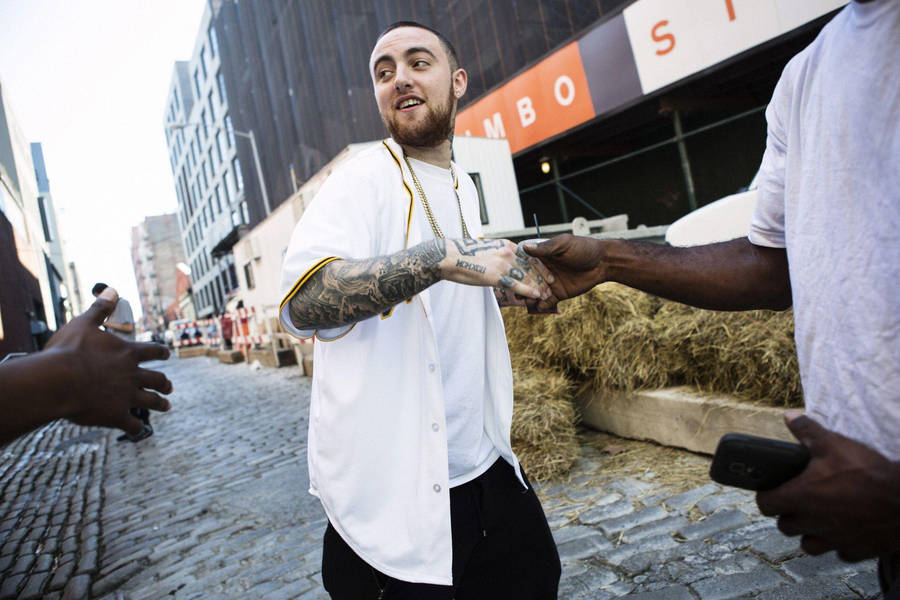 Mac Miller Shaking Hands Wallpaper