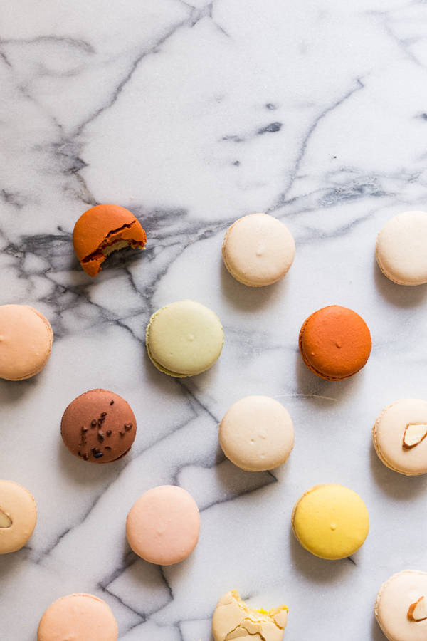 Macarons Pastry On Marble Wallpaper
