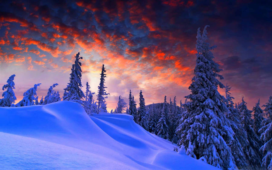 Macbook Pro Winter Sunset Wallpaper