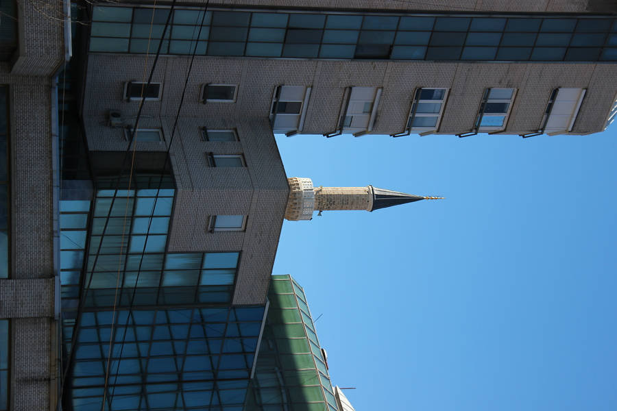 Macedonia Building With Blue Windows Wallpaper