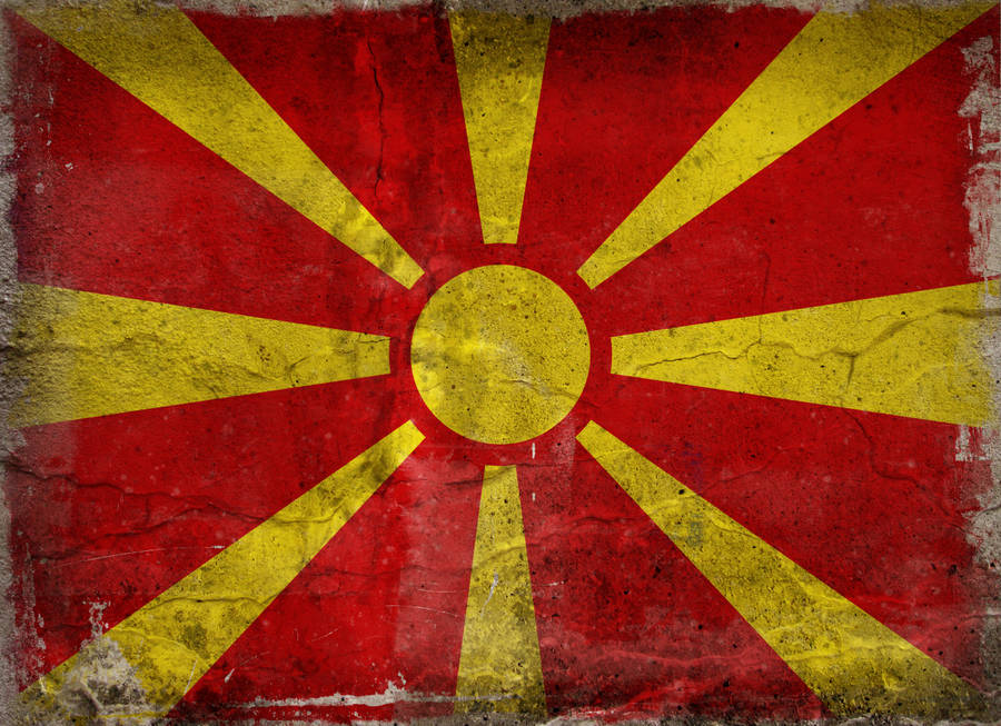 Macedonia Flag In Old Paper Wallpaper