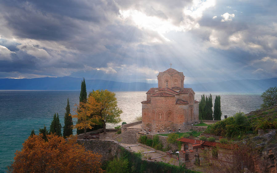 Macedonia Sunrays On Church Wallpaper