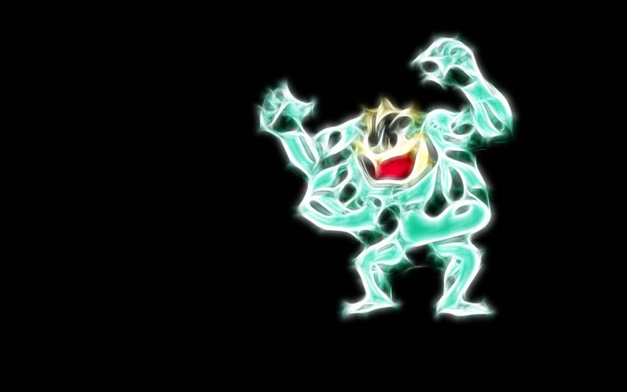 Machamp Glowing Green Aesthetic Wallpaper