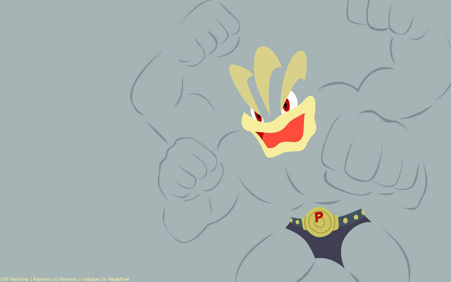 Machamp Gray Outline Wallpaper