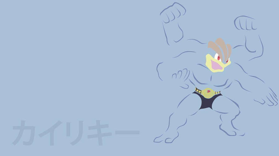 Machamp Outline Gray Background Japanese Wallpaper