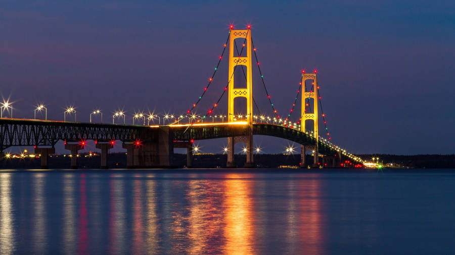 Mackinac Bridge At Night Wallpaper