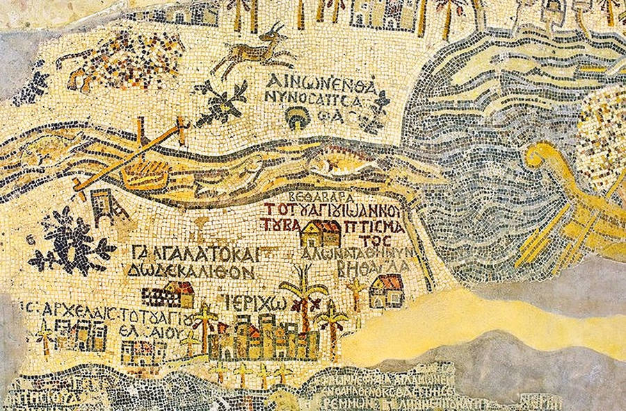 Madaba Mosaic Of Jordan Wallpaper