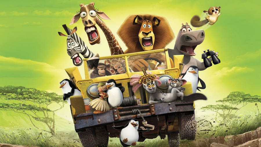 Madagascar Driving Characters Wallpaper