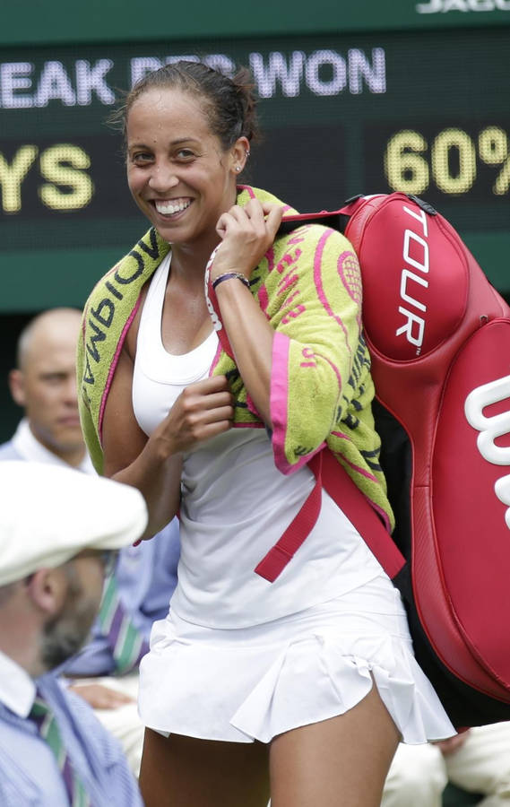 Madison Keys Holding Racket Bag Wallpaper