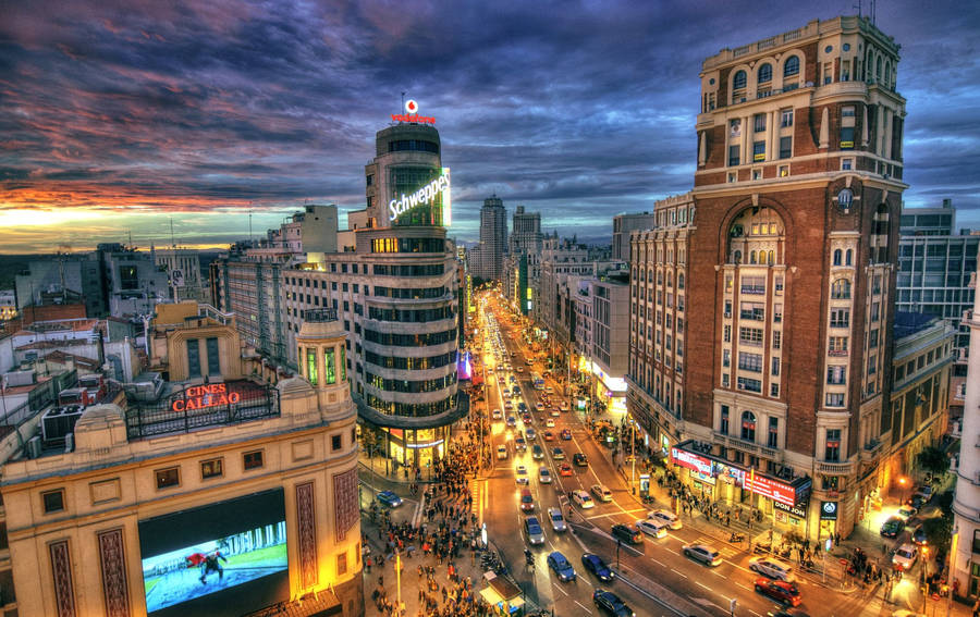 Madrid Spain Gran Via Wallpaper