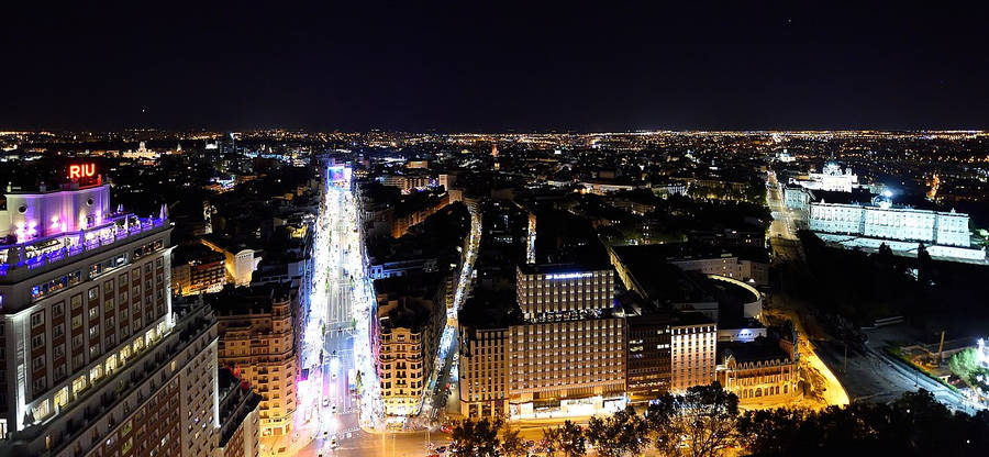 Madrid Spain Metropolis Night Wallpaper