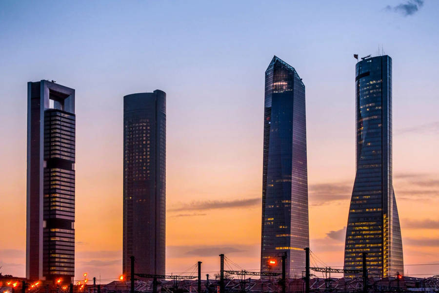 Madrid Sunset Cuatro Torres Wallpaper