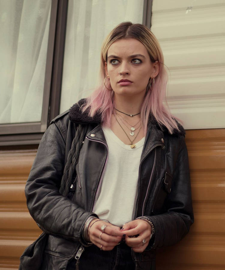 Maeve Wiley In Black Jacket Wallpaper