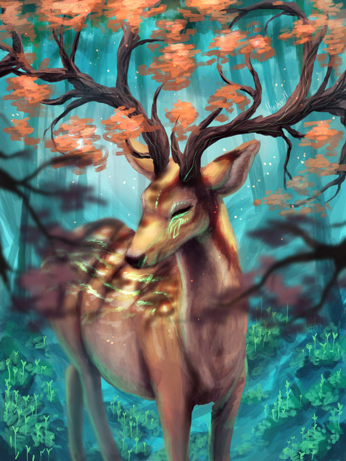 Magical Deer Patronus Painting Wallpaper