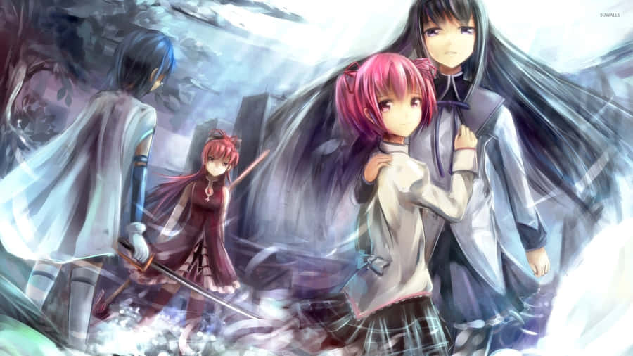 Magical Girls From Puella Magi Madoka Magica Wallpaper