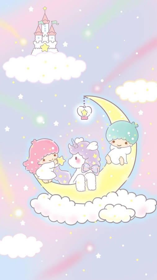 Magical Little Twin Stars With Unicorn Wallpaper