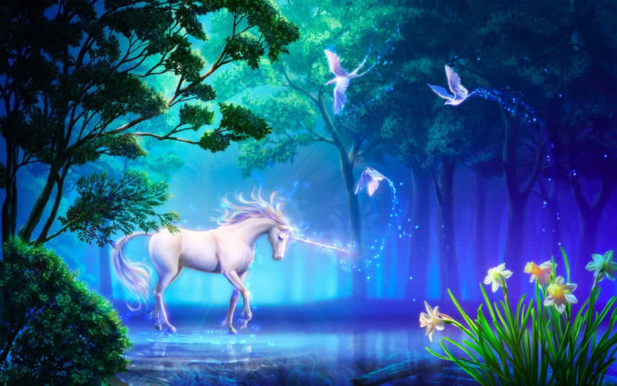Magical Unicorn Magical Forest Wallpaper