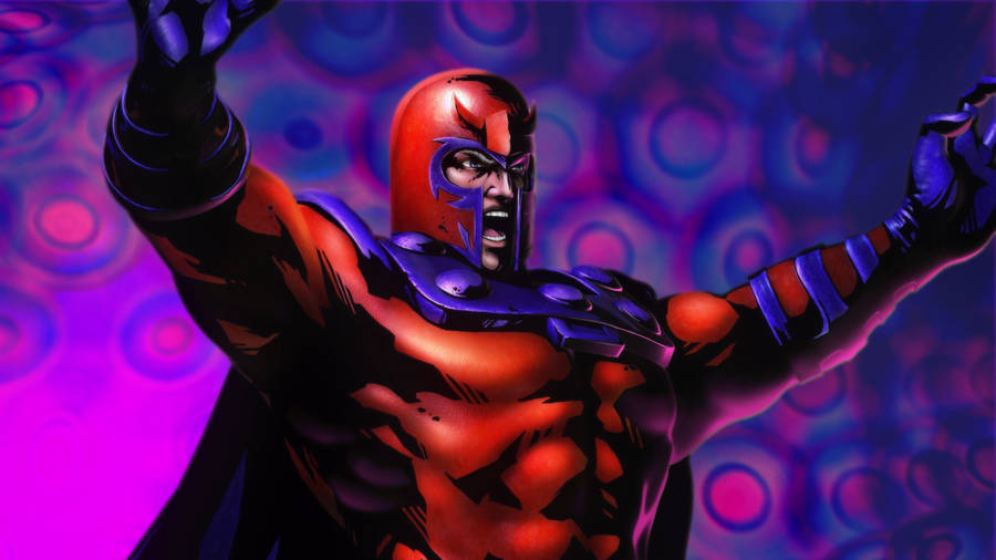 Magneto Engulfed In Blue Energy Circles Wallpaper