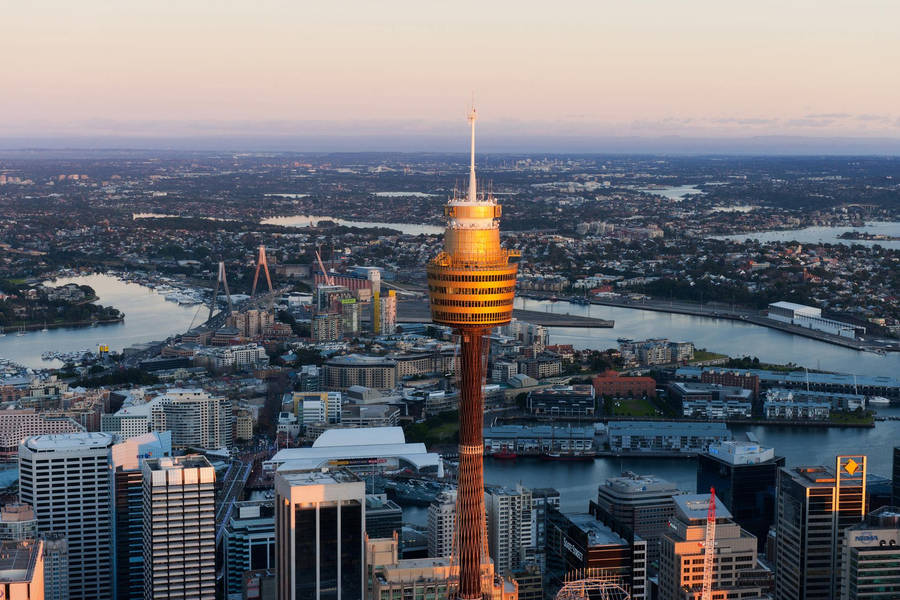 Magnificent View Of The Sydney Tower Eye Amidst The Vibrant Cityscape. Wallpaper