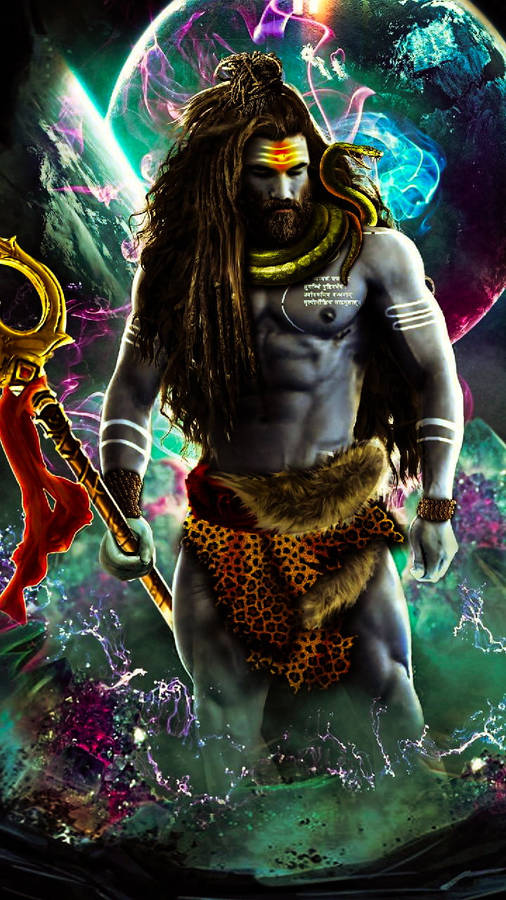 Mahadev Rudra Avatar Colorful Phone Wallpaper