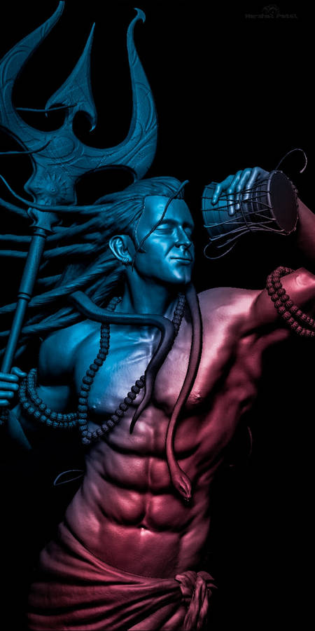 Mahadev Rudra Avatar Statue Phone Wallpaper