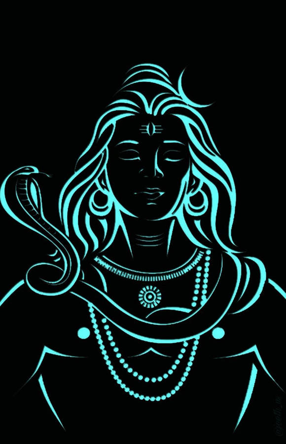 Mahakal 3d Blue Ink Art Wallpaper