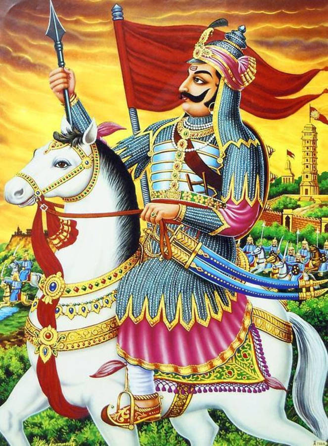 Maharana Pratap Colorful Painting 4k Wallpaper