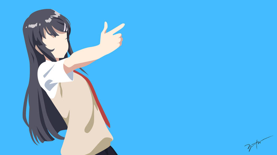 Mai Sakurajima In Blue Art Wallpaper