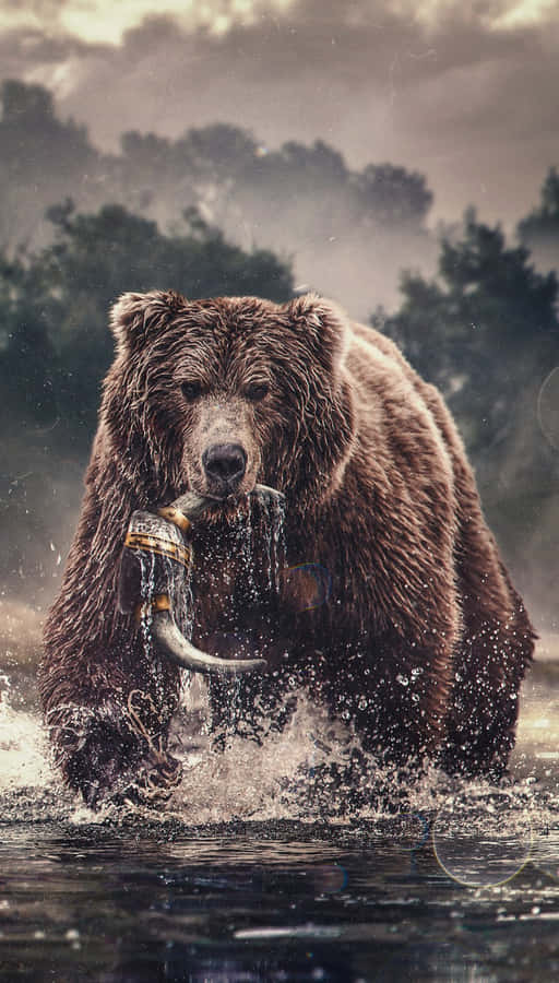 Majestic Bear Catching Fish Wallpaper