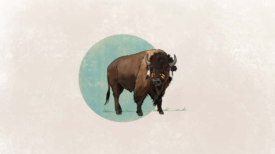 Majestic Bison Illustration Wallpaper