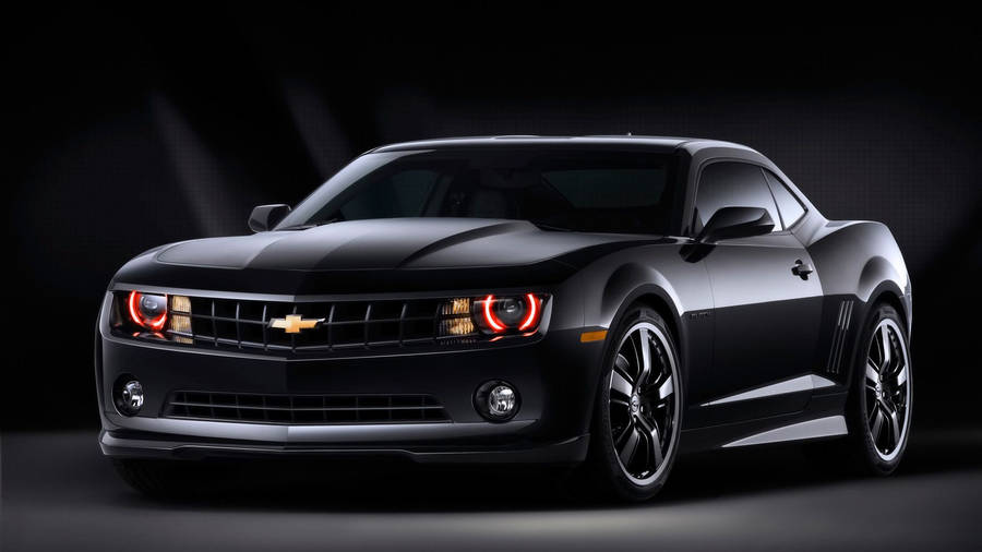 Majestic Black Chevrolet Camaro Muscle Car Wallpaper