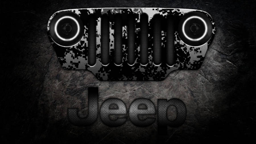 Majestic Black Jeep Wrangler With Camouflage Grill Wallpaper