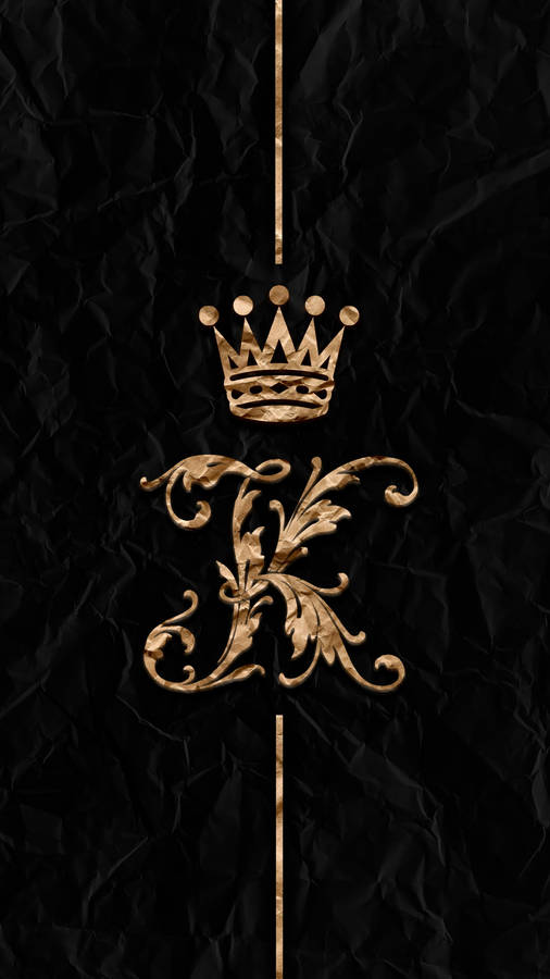 Majestic Black King Crown And Letter K Wallpaper