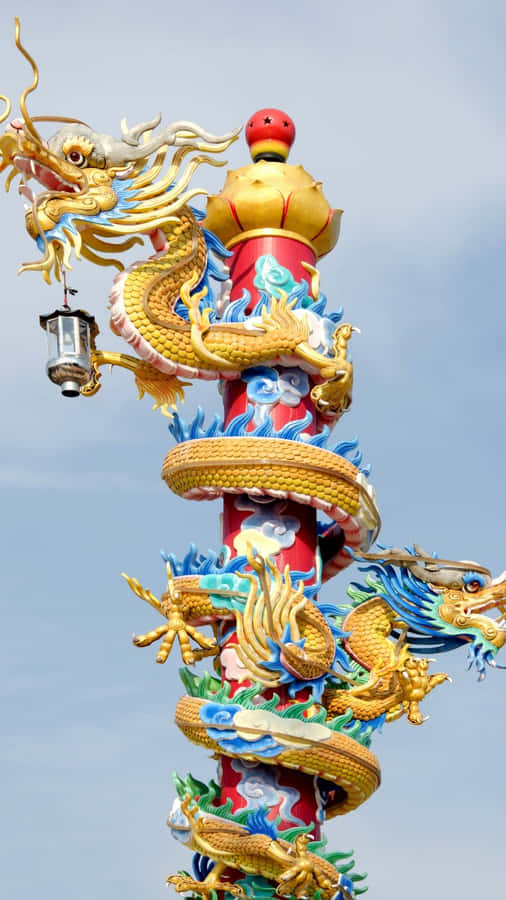 Majestic Blue Dragon Soaring In The Sky Wallpaper