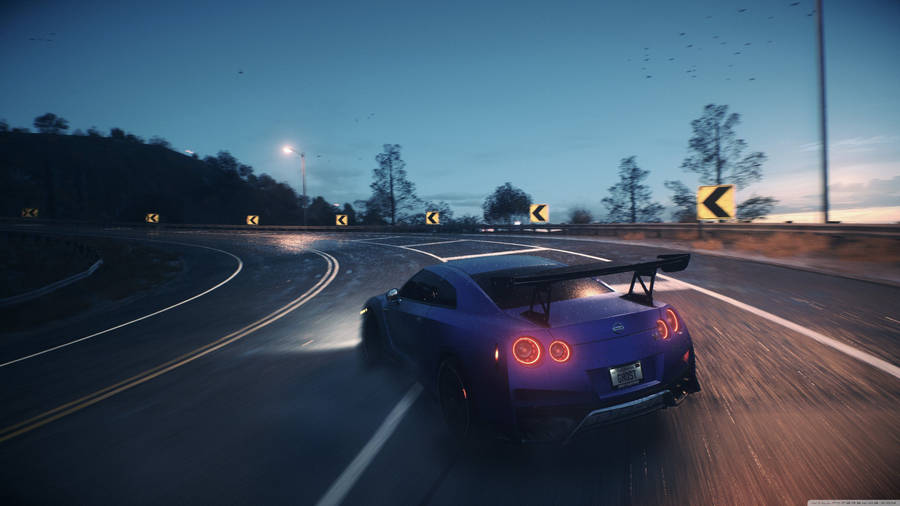 Majestic Blue Nissan Gt-r In Full Drift Motion 4k Wallpaper