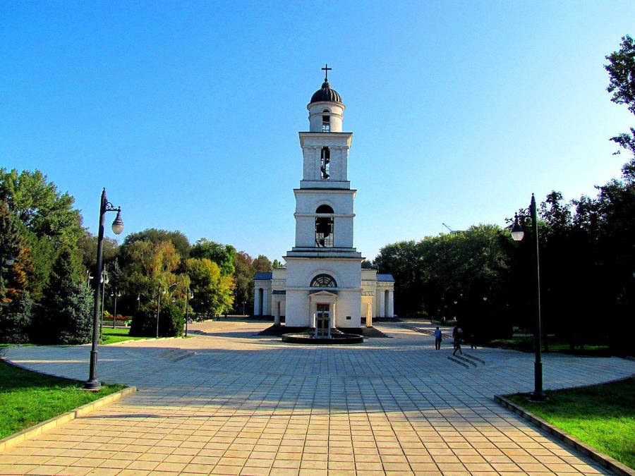 Majestic Church Tower In Moldova Wallpaper