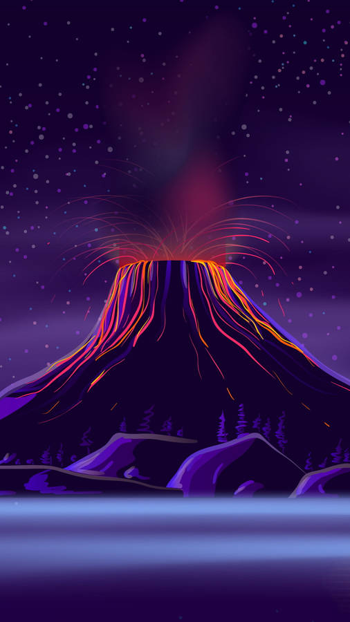 Majestic Dark Purple Volcano Eruption In Art Wallpaper