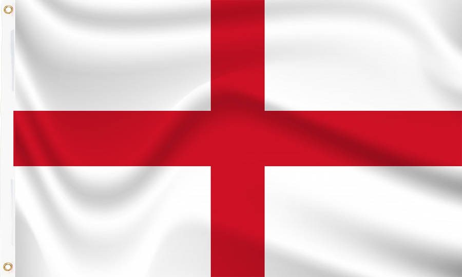 Majestic England Flag Waving Under The Blue Sky Wallpaper