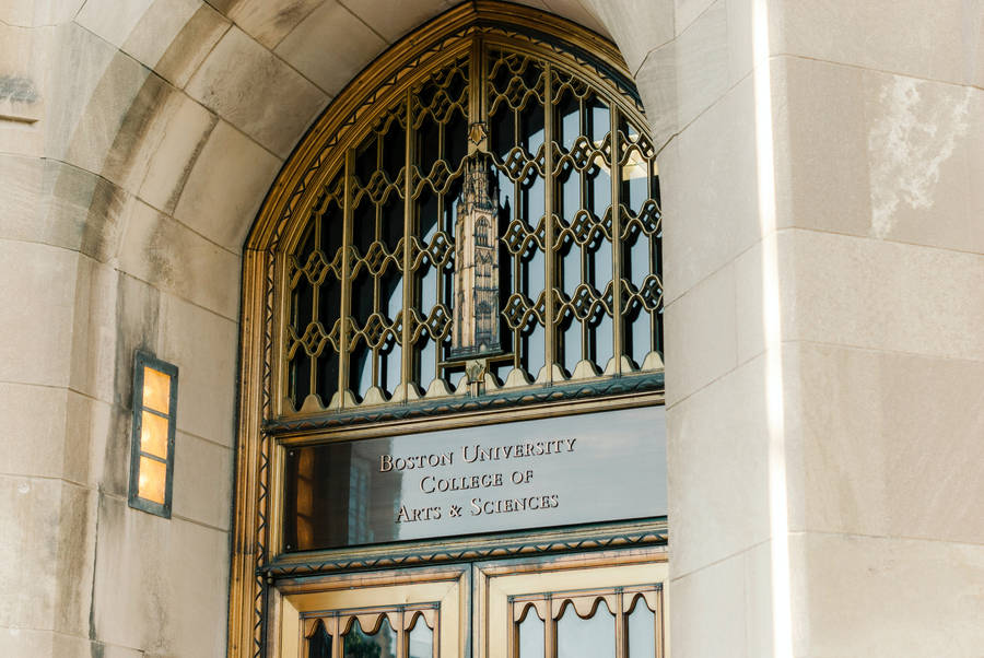 Majestic Entrance Of Boston University's Arts And Sciences Building Wallpaper