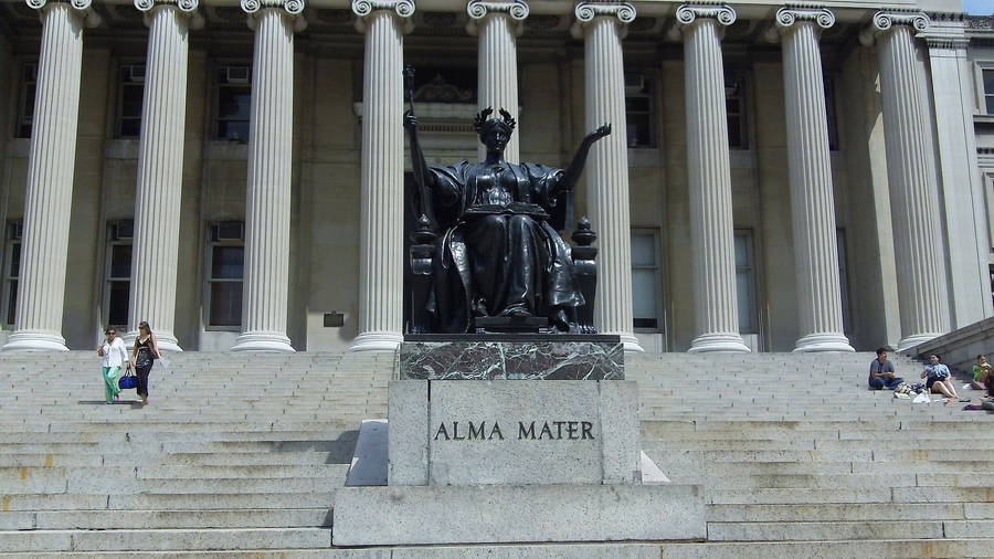 Majestic Entrance Of Columbia University Library Wallpaper