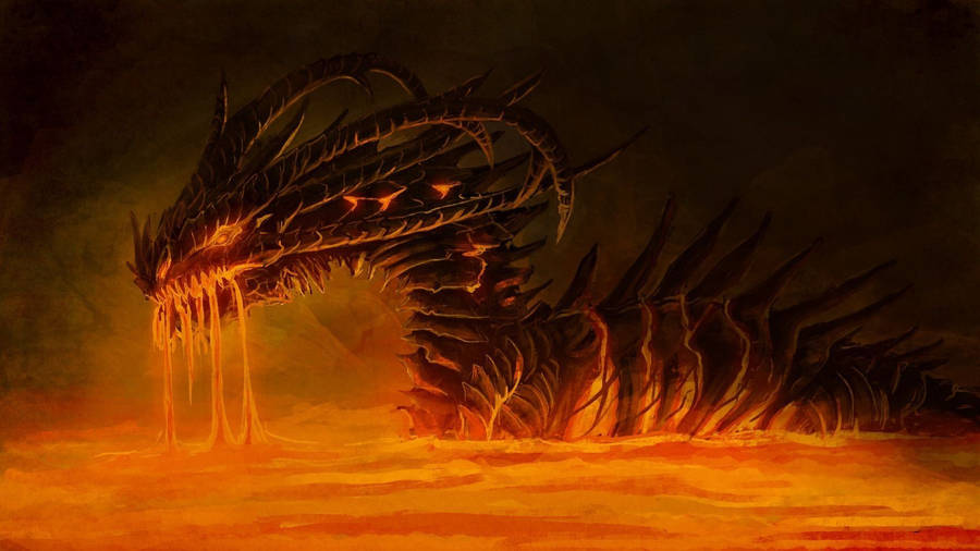 Majestic Fire Dragon Roaring In Flames Wallpaper