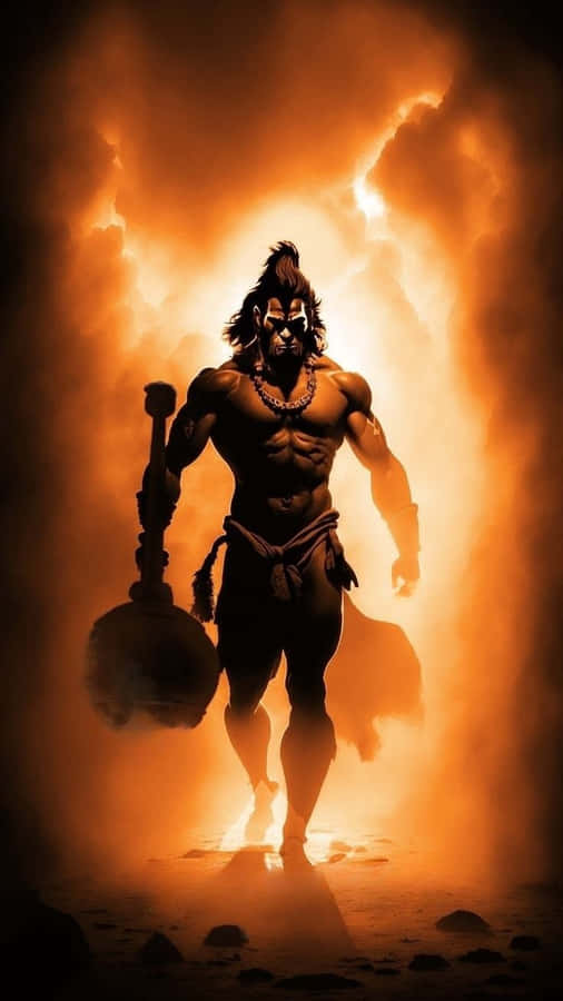 Majestic_ Hanuman_ Silhouette_ Against_ Sun Wallpaper